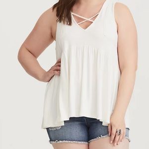 Ivory crochet babydoll tank